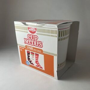 Nissin Cup Noodles Mens 3 Pair Crew Socks Sock Size 10-13 New in Box Novelty